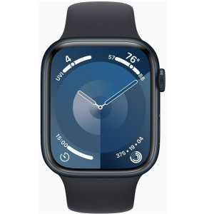 Apple Relógio Série 9 GPS pulseira esportiva de alumínio de 45 mm S/M preta D