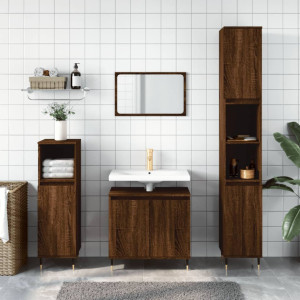 Set de muebles de baño 3 pzas madera contrachapada roble marrón D