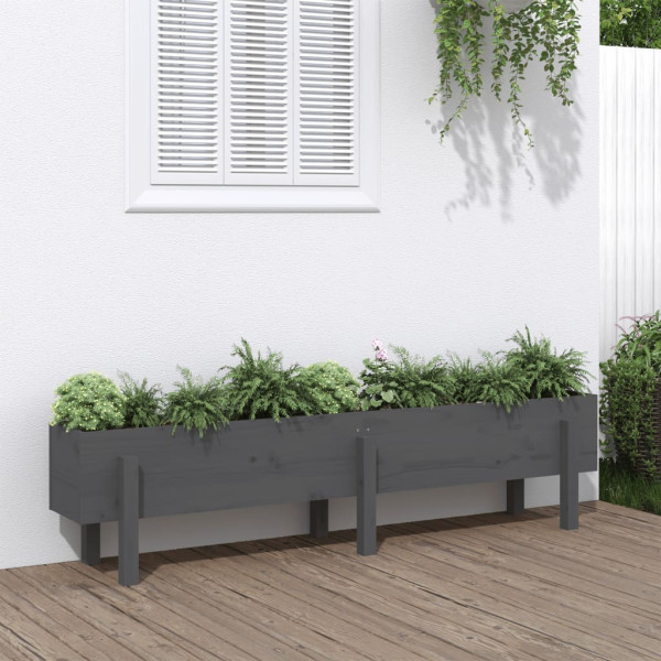 Arraial elevado de jardim madeira maciça pinho cinza 160x30x38 cm D