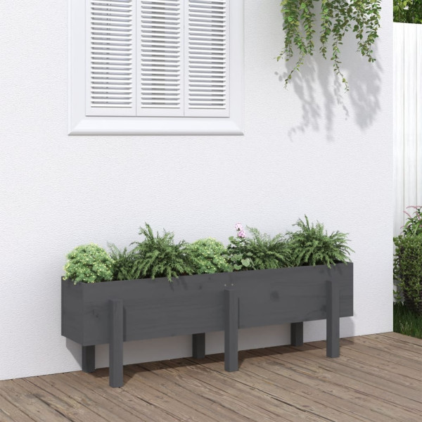 Arraial elevado de jardim madeira maciça pinheiro cinza 121x30x38 cm D