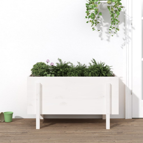 Arraial elevado de jardim madeira maciça pinheiro branco 101x50x57cm D