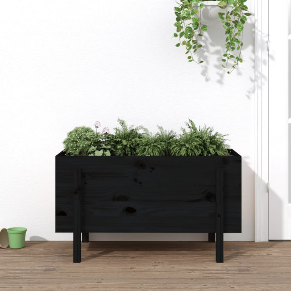 Arraial elevado de jardim madeira maciça pinho preto 101x50x57 cm D