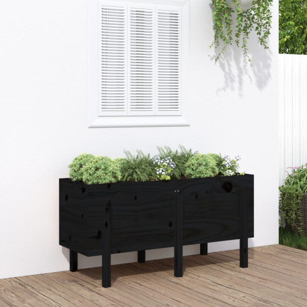 Arraial elevado de jardim madeira maciça pinheiro preto 121x50x57 cm D