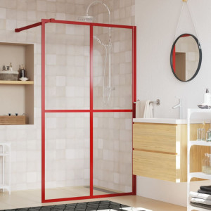 Mampara puerta de ducha vidrio transparente ESG rojo 140x195 cm D