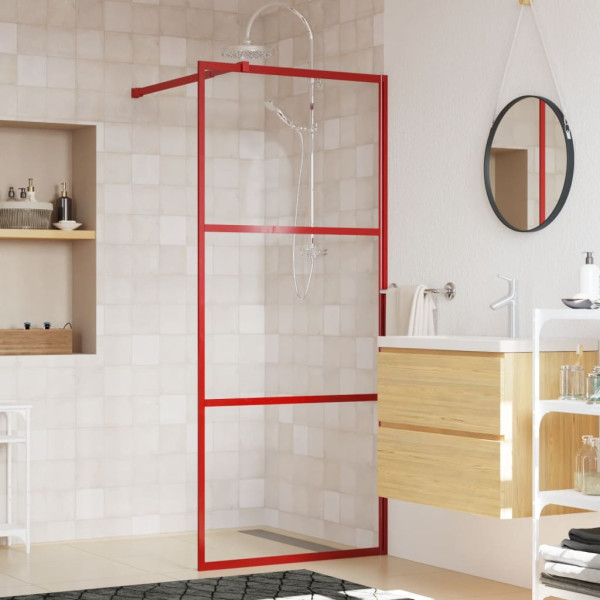 Mampara puerta de ducha vidrio transparente ESG rojo 90x195 cm D