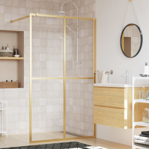 Mampara puerta ducha vidrio transparente ESG dorado 140x195 cm D