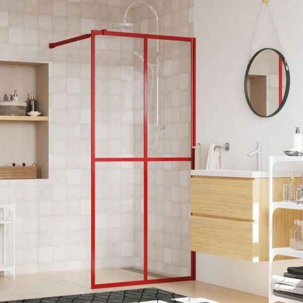 Mampara puerta de ducha vidrio transparente ESG rojo 100x195 cm D