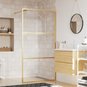 Mampara puerta ducha vidrio transparente ESG dorado 115x195 cm D