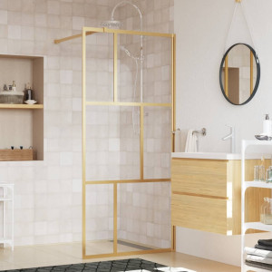 Mampara puerta de ducha vidrio transparente ESG dorado 90x195cm D
