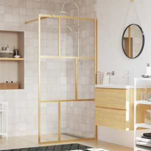 Mampara puerta ducha vidrio transparente ESG dorado 115x195 cm D