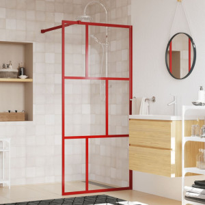 Mampara puerta de ducha vidrio transparente ESG rojo 90x195 cm D