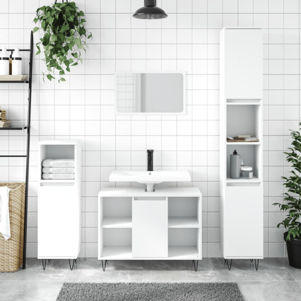 Armário de banheiro de madeira branca 30x30x100 cm D