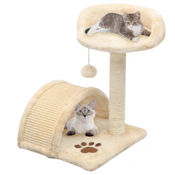 Rascador para gatos con poste de sisal 40 cm beige y marrón D