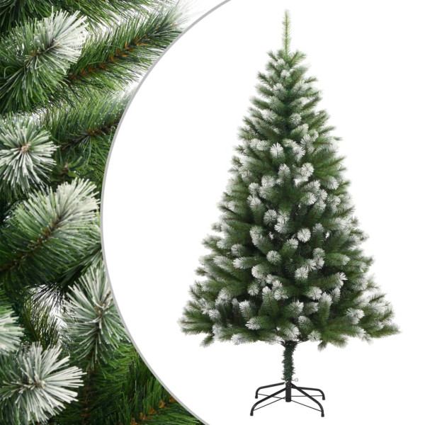 Árbol de Navidad artificial con bisagras y nieve flocada 150 cm D