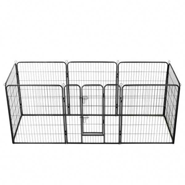 Corral para perros 8 paneles de acero 80x100 cm negro D