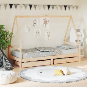 Estructura de cama infantil con cajones madera pino 90x190 cm