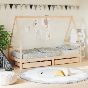 Estructura de cama para niños madera de pino negro 70x140 cm