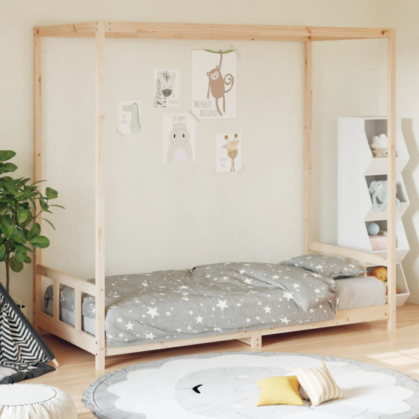 Estructura de cama infantil madera maciza de pino 90x190 cm D