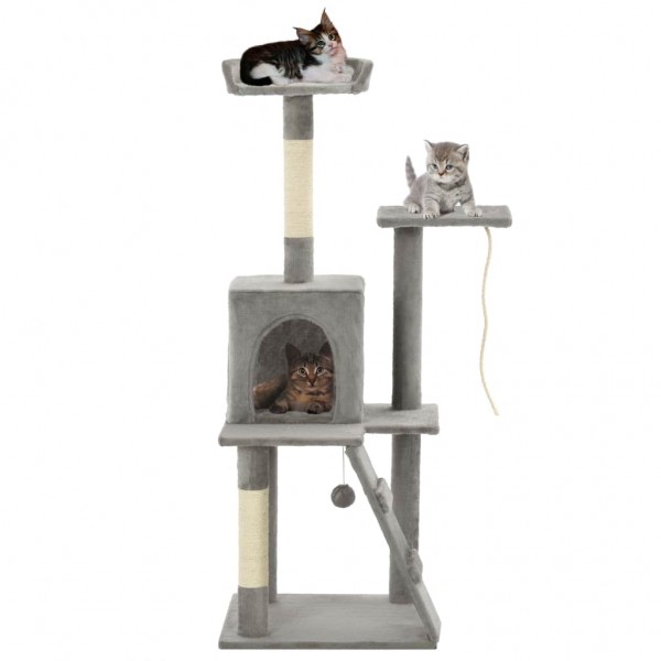 Raspador para gatos com poste de sisal cinza de 120 cm D