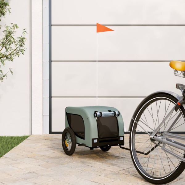 Trailer de bicicleta para cachorro ferro tecido Oxford cinza preto D