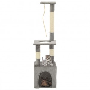 Rascador para gatos con postes rascadores de sisal 109 cm gris D