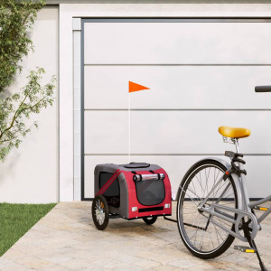 Trailer de bicicleta para cães em tecido Oxford de ferro vermelho cinza D
