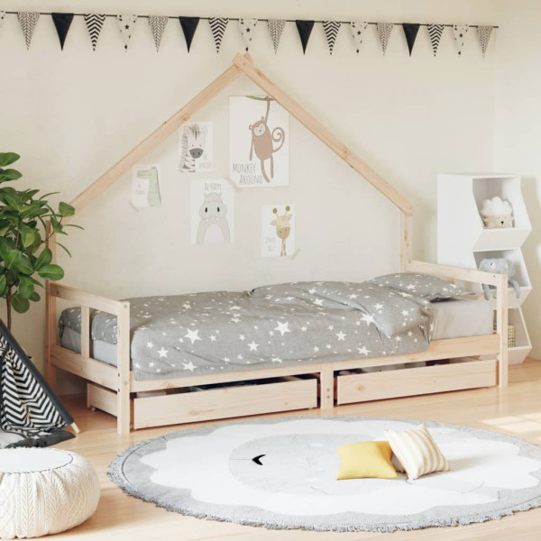 Cama para niños pequeños, estructura de madera para cama, cama