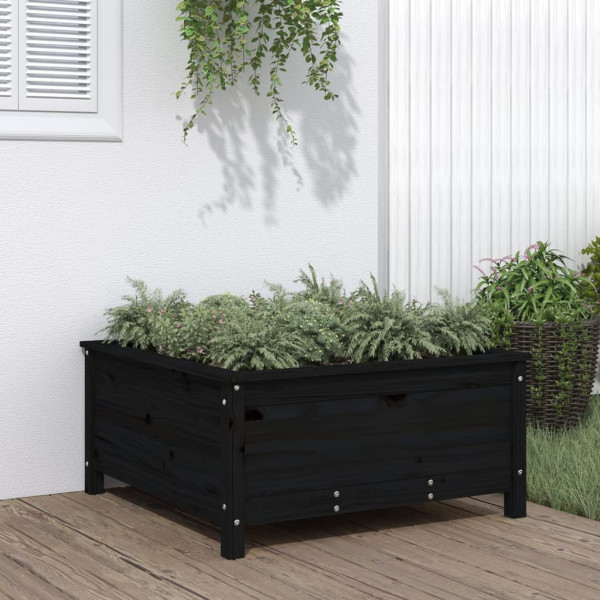 Jardinera madera maciza de pino negro 82.5x82.5x39 cm D