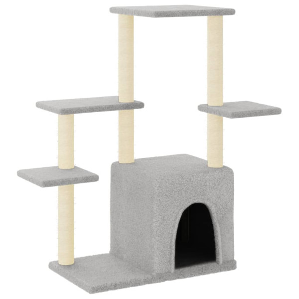 Poste para arranhar gatos com postes de sisal cinza claro 97,5 cm D