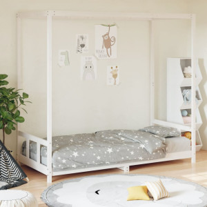 Estrutura da cama para crianças madeira de pinho branco 90x200 cm D