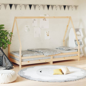 Estructura de cama para niños madera maciza de pino 90x200 cm D
