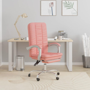 Cadeira de escritório reclinável de couro sintético rosa D
