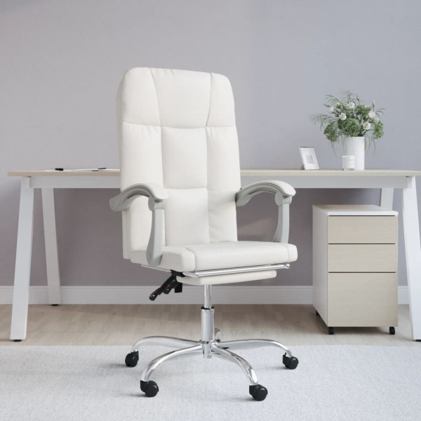 Silla de oficina reclinable cuero sintético blanco D