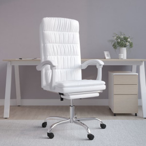 Cadeira de escritório reclinável de couro sintético branco D