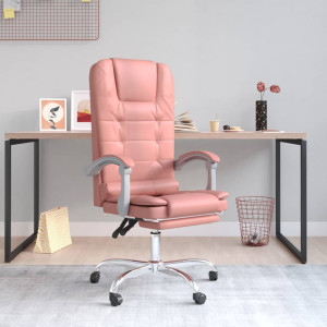 Silla de oficina reclinable masaje cuero sintético rosa D