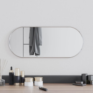 Espejo de pared ovalado plateado 60x25 cm D