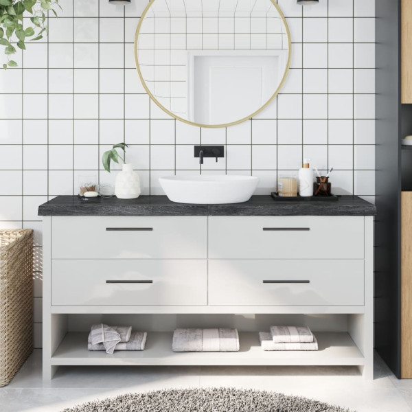 Encimera de baño madera maciza tratada gris oscuro 160x40x6 cm D