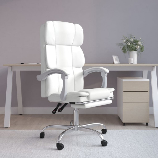 Silla de oficina reclinable cuero sintético blanco D