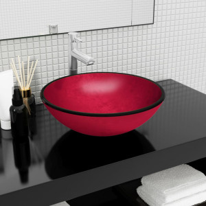 Lavabo de vidrio templado rojo 42x14 cm D