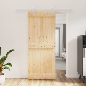 Puerta corredera con herrajes madera maciza de pino 85x210 cm D