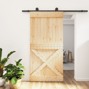 Porta deslizante de madeira maciça de pinho 100x210 cm D