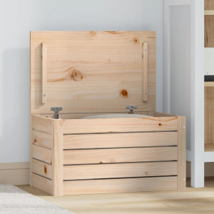 Caja de almacenaje madera maciza de pino 59.5x36.5x33 cm D