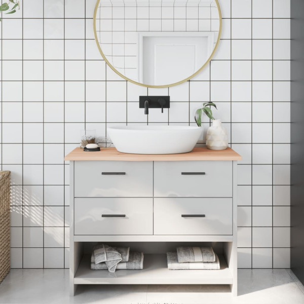 Encimera de baño madera maciza sin tratar 100x40x2 cm D