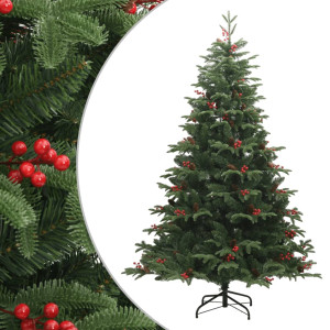 Árbol de Navidad artificial con piñas y bayas 210 cm D