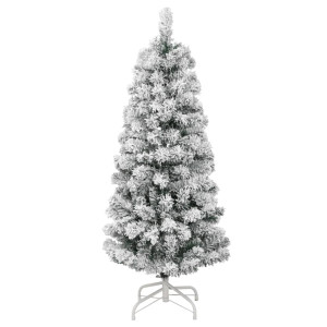 Árbol de Navidad artificial con bisagras y nieve flocada 150 cm D