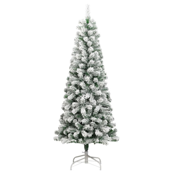 Árbol de Navidad artificial con bisagras y nieve flocada 210 cm D