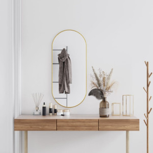 Espejo de pared ovalado dorado 100x45 cm D