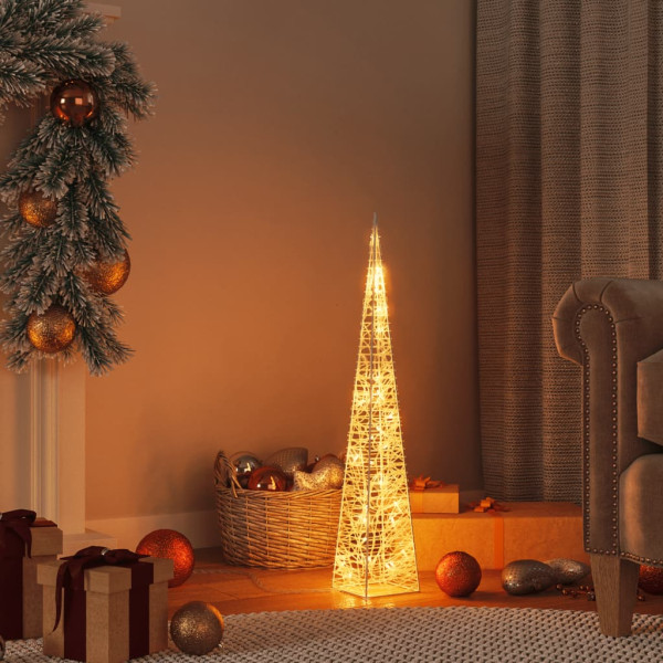 Cone de luz de Natal 30 LED branco quente 60 cm acrílico D