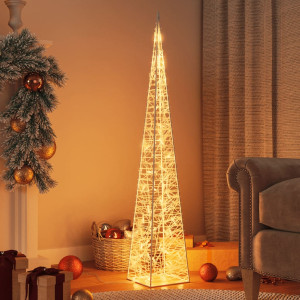 Cone de luz de Natal 60 LED branco quente 120 cm acrílico D