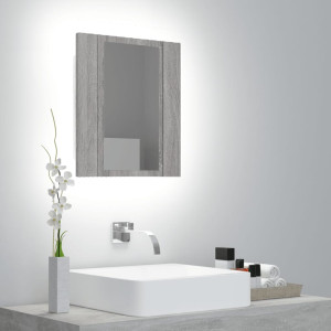 Armario de baño con espejo LED madera gris Sonoma 40x12x45 cm D